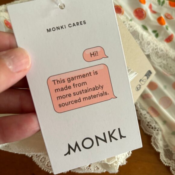 NWT! Monki Lace Edge Oranges Print Bralette & Underwear Set - Picture 6 of 9